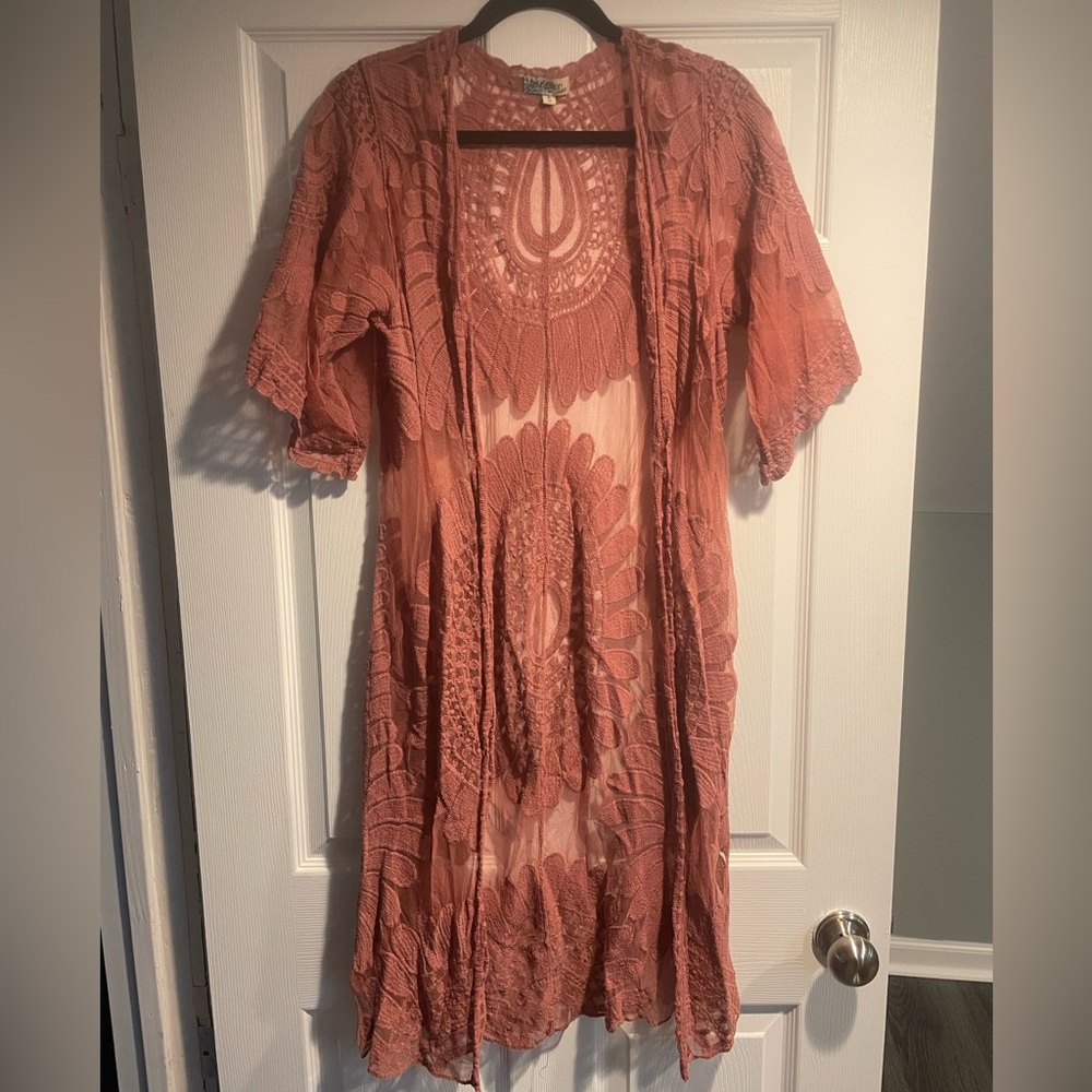 Rebellion Dusty Rose Lace Kimono Cardigan